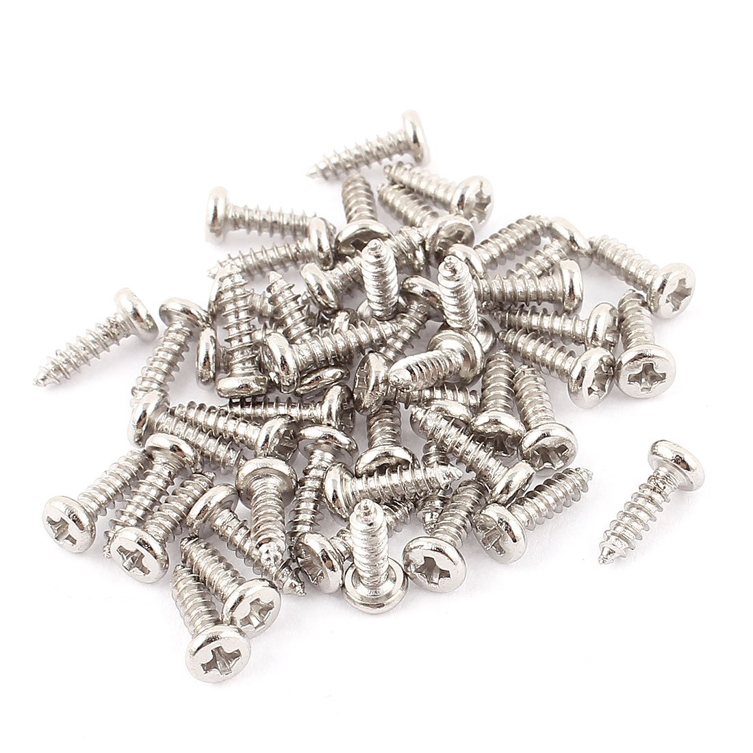 uxcell 50pcs M2.3 x 8mm Stainless Steel Cross Pan Head Self Tapping Screws Bolts