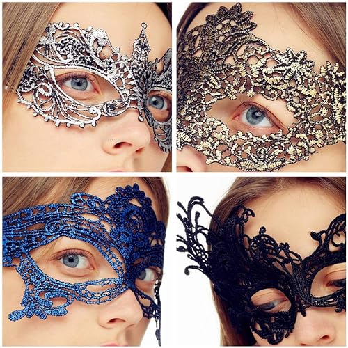 Miniatura 4 de MYMENU Máscara de mascarada para mujeres, máscara de encaje veneciano para ojos para fiesta, baile de graduación, baile, disfraz, Mardi Gras