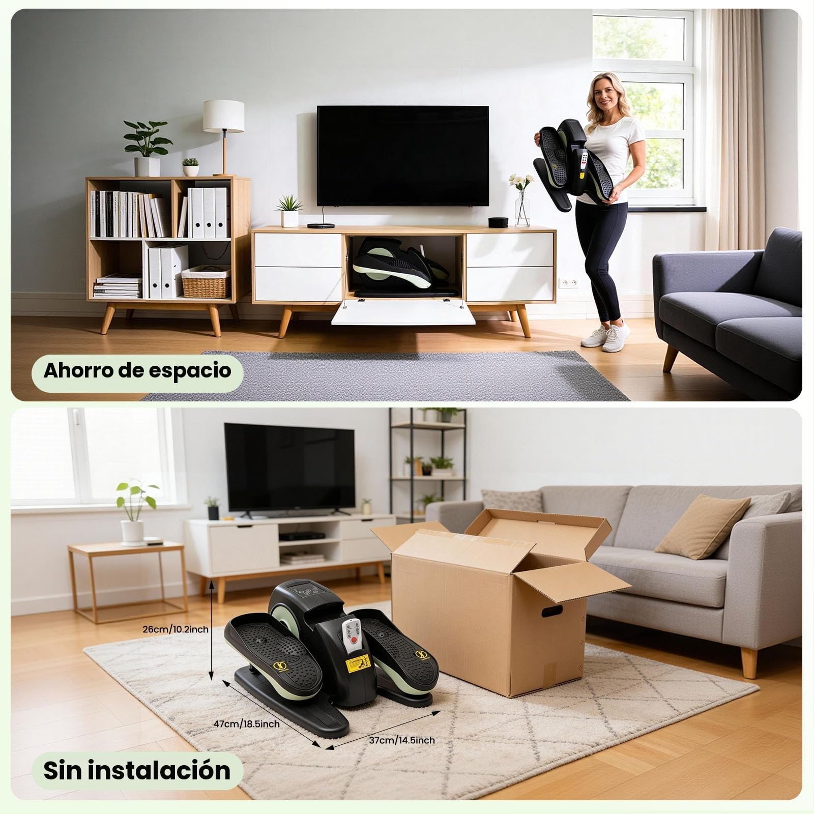 Entrenador elíptico bajo mesa, entrenador elíptico eléctrico con masaje de pies estacionario, mini entrenador elíptico eléctrico, con mando a distancia, rastreador de fitness LCD, para adolescentes