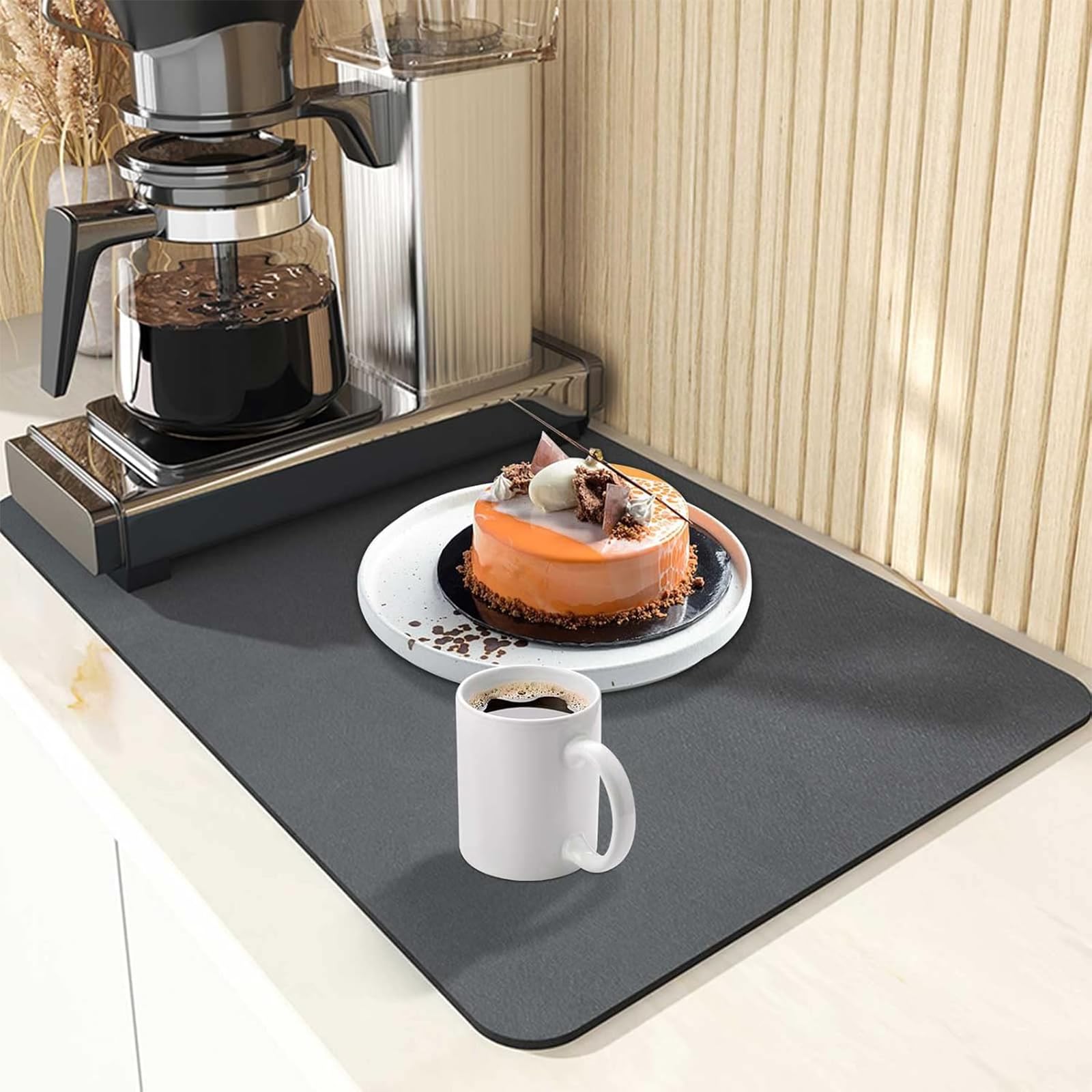 Tappetino Scolapiatti Super Assorbente In Gomma Per Cucina, 40x50 Cm, Beige - Antimacchia E Antivibrazioni - 6