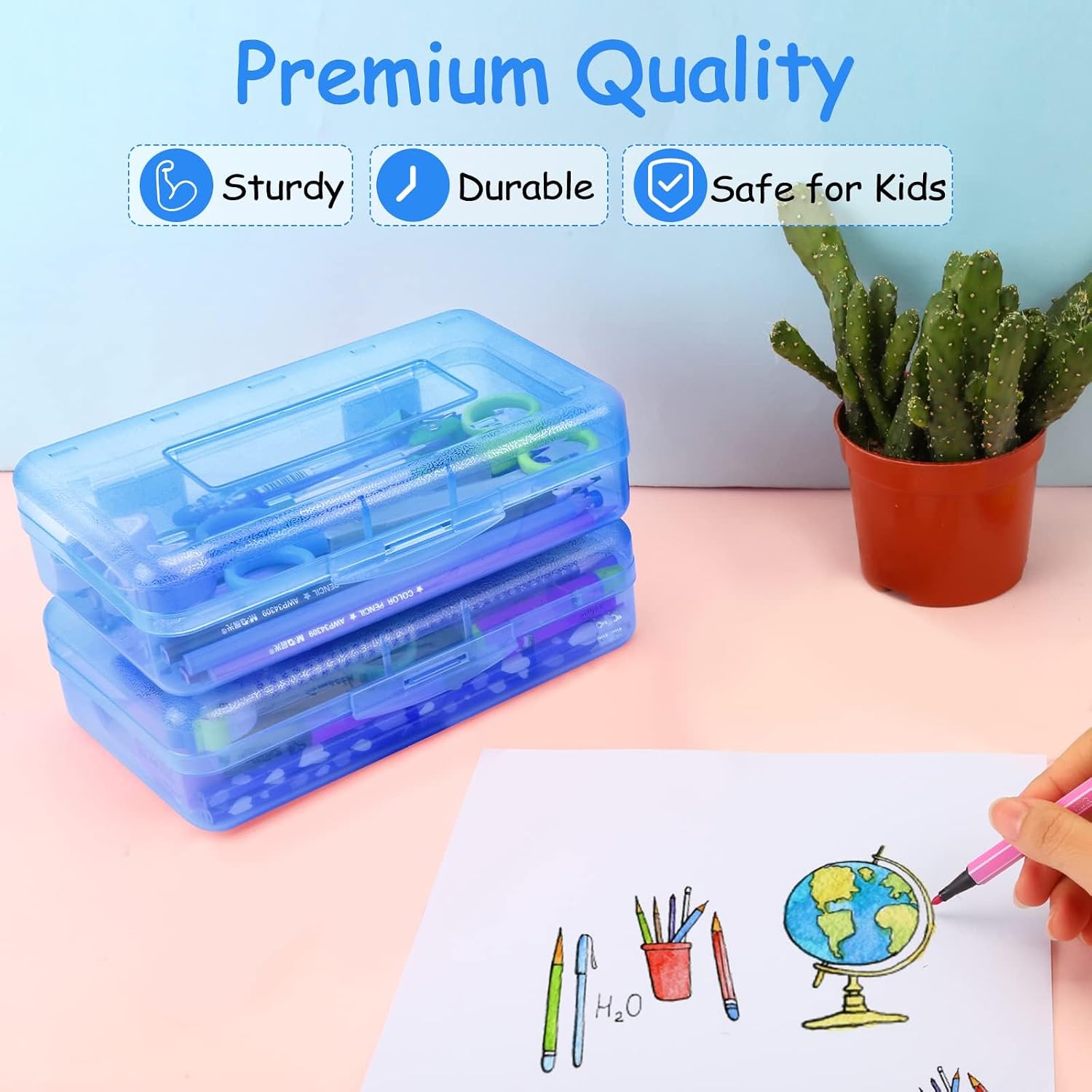 Sooez Pencil Box with Personalized Sticker,Large Pencil Case Organizer