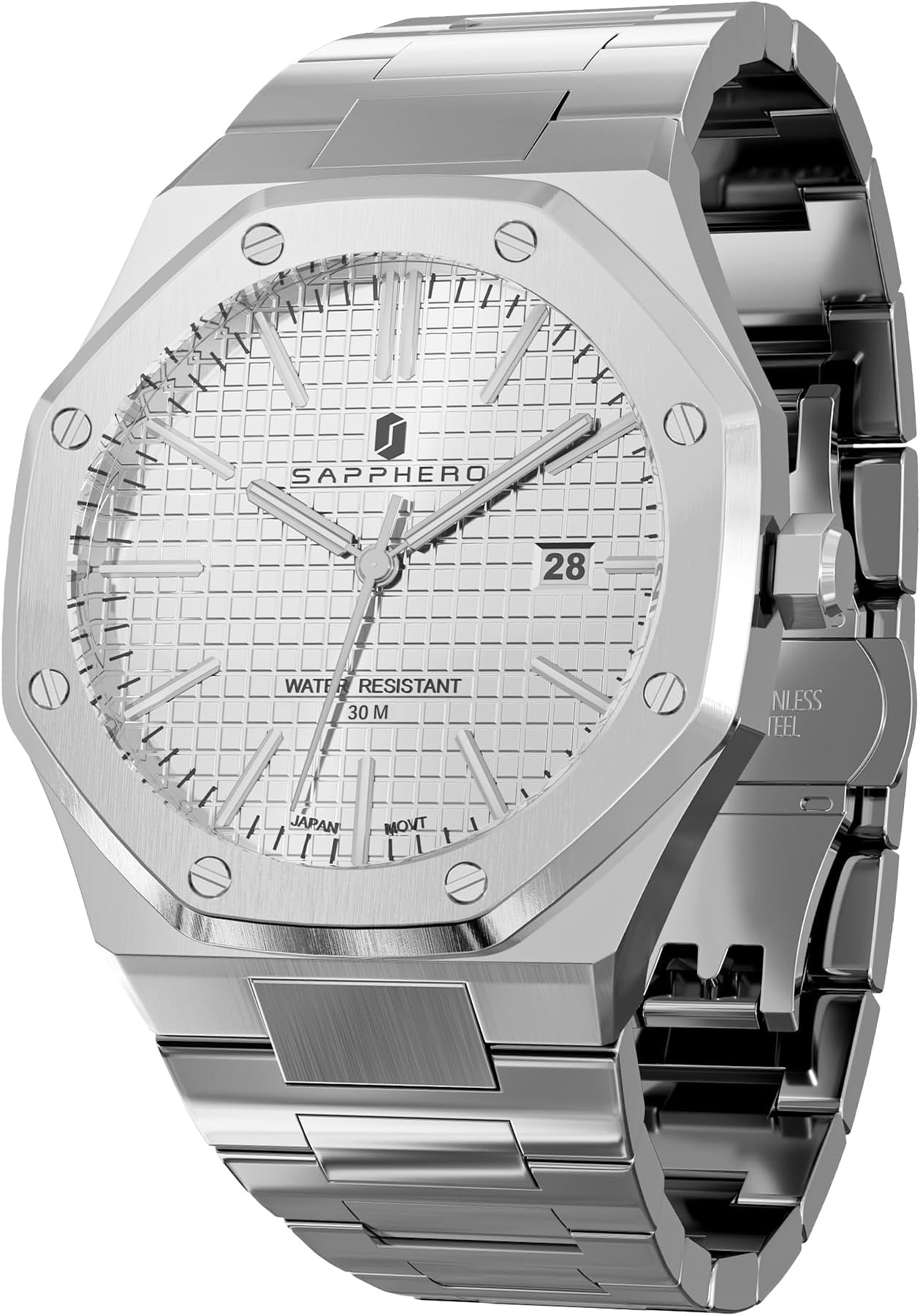 SAPPHEROMen's Watches reloj para Hombre 10 Bar Waterproof - Slim Fashion Wrist Watch for Men with Silver/Gold Stainless Steel Men's Elegance Collection Wristwatches