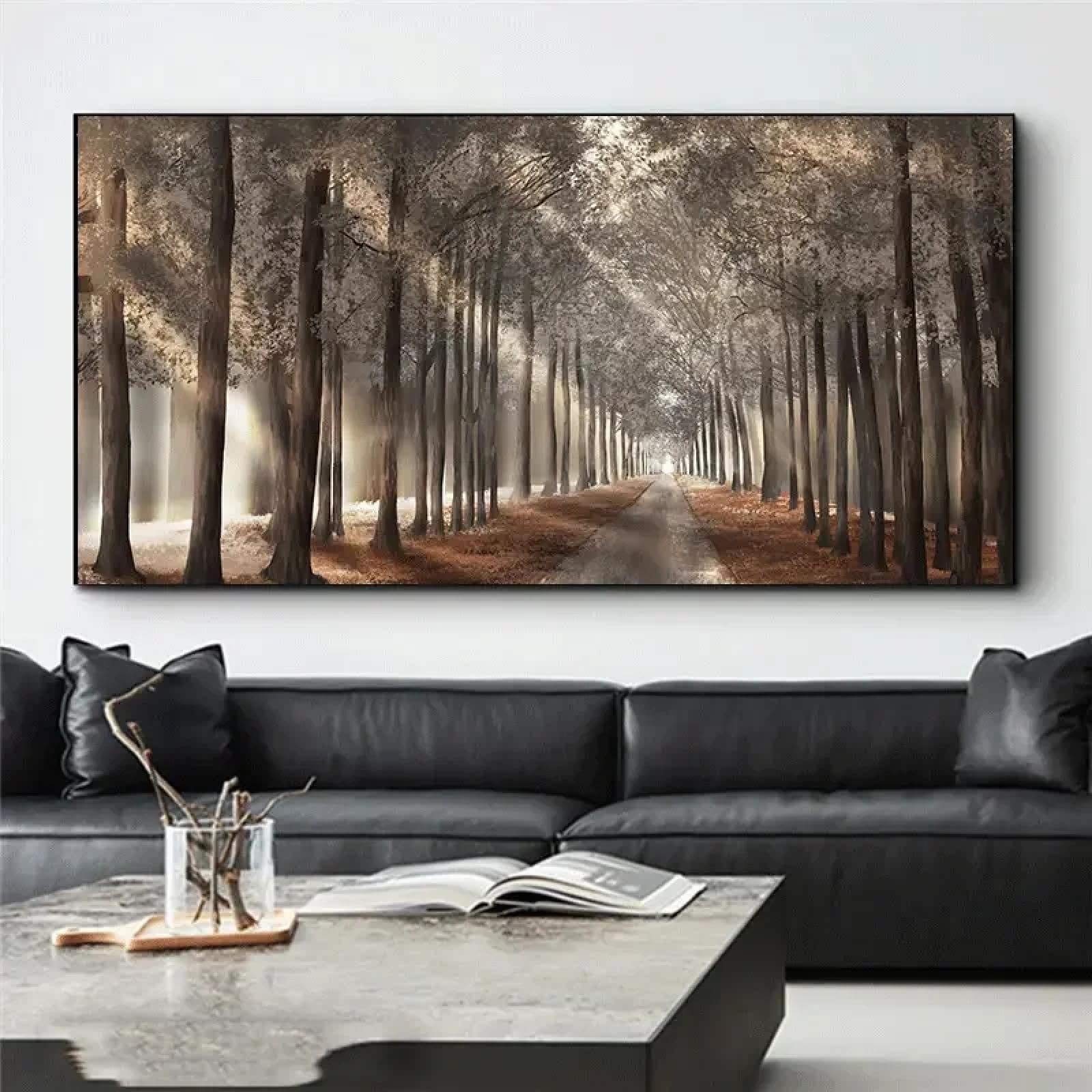 CHAOJIART Scandinavian Sunshine Shadow Trees Canvas Painting Poster Landscape Forest Path Wall Art Pictures Prints For Home Decor 40x80cm(16x32inch) Frameless