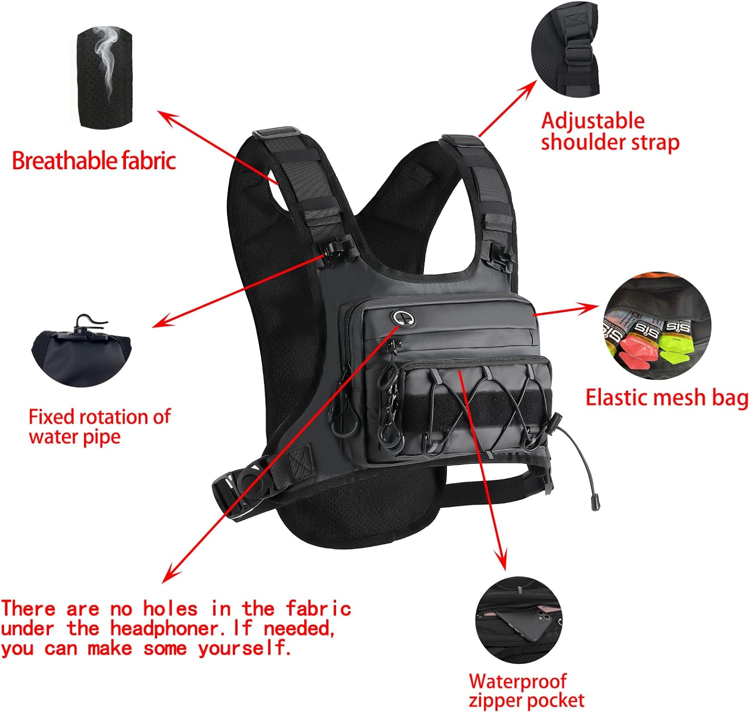 Running Vest 2L Water Bladder for Men & Women, Lightweight Breathable Reflective Design, Adjustable Shoulder Straps with Phone Pocket, Ideal for Cycling & Mountain Sports