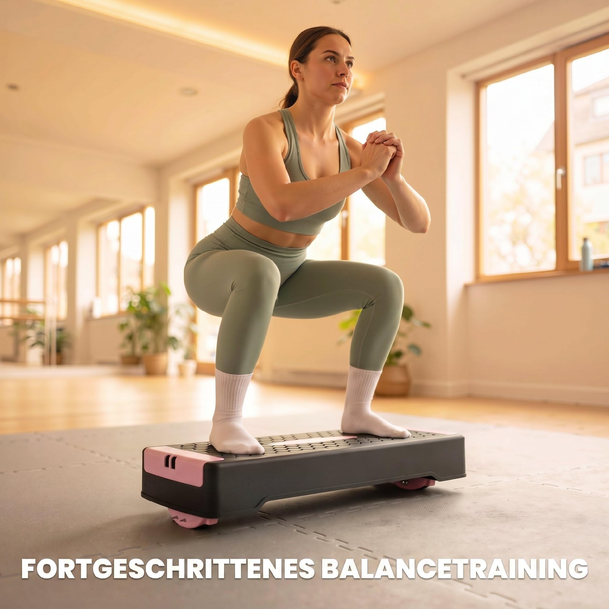 SPORTNOW Step z regulacją wysokości Fitness 2 stopnie (11/16 cm) różowy | Stepper aerobowy, 2 taśmy oporowe, mata antypoślizgowa, antypoślizgowa ławka do kroku, do domu, studia fitness, biura
