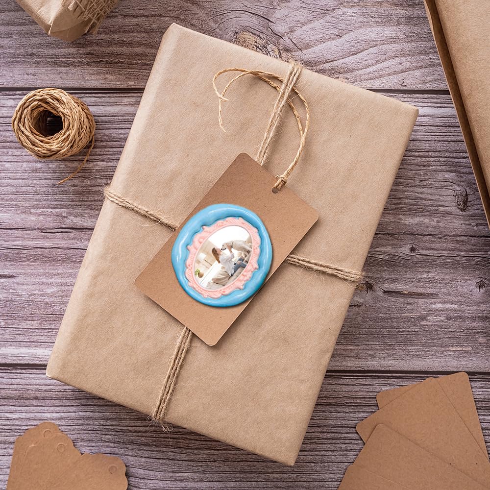 YOLAKIS 6pcs Frame Wax Seal Stamp Kit 3D Embossed with 6 Rosewood Handle Vintage Floral Photo Frame Wax Stamp Ideal for Wedding Invites Gift Wrapping Envelopes & Christmas