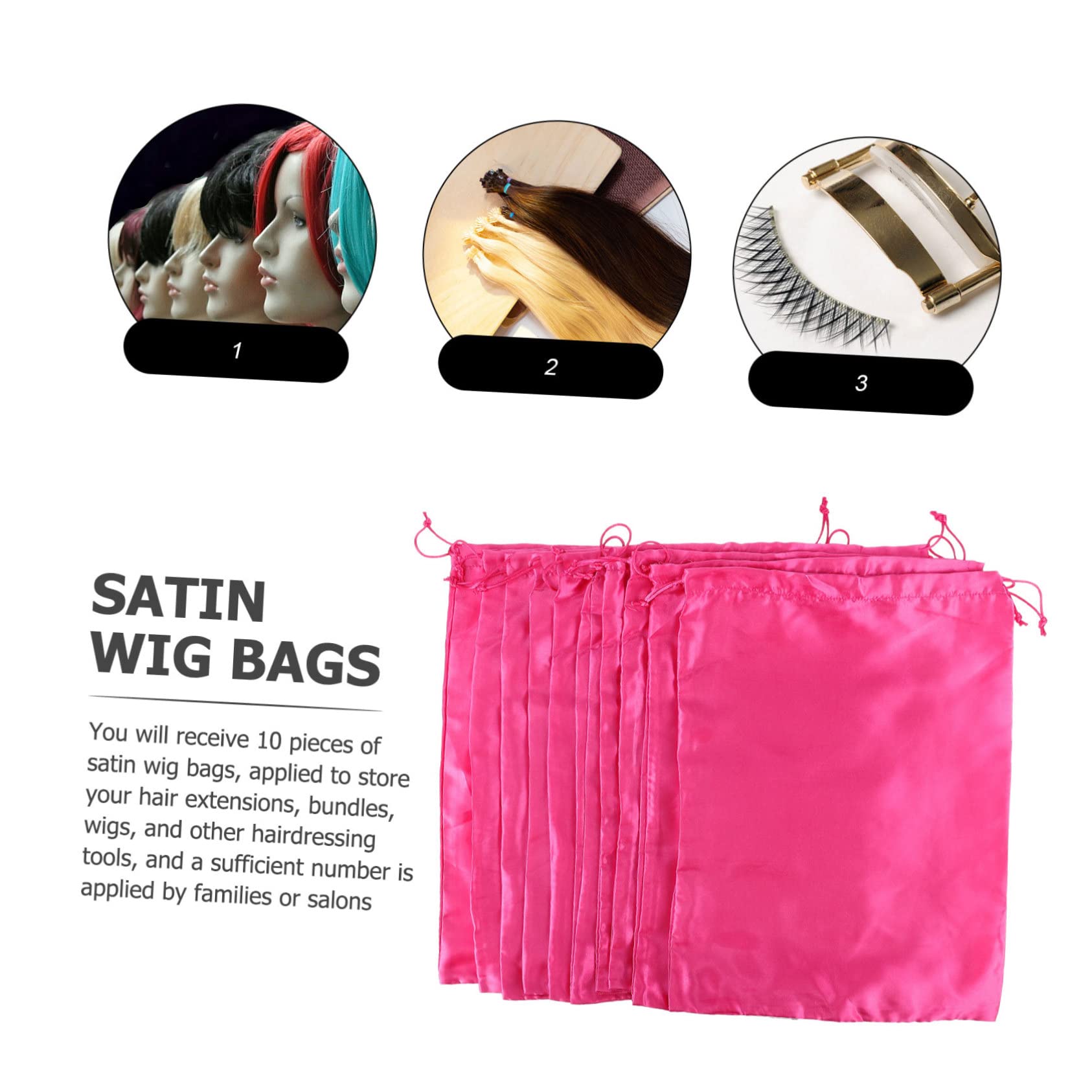 10stücke Kordelzug-wig-taschen Satin Aufbewahrungssäcke Für Perücken Kosmetik Mehr Praktische Reisetaschen Mit Zugband Für Täglichen Bedarf Haushalt Aufbewahrungstaschen
