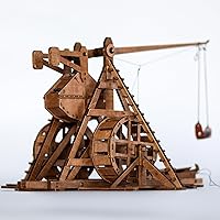 Vista 9 de The Mini contrapeso Trebuchet con ruedas Europa Medieval Siege Chariot Catapulta Armas DIY 3D Rompecabezas de madera Kits de modelo mecánico