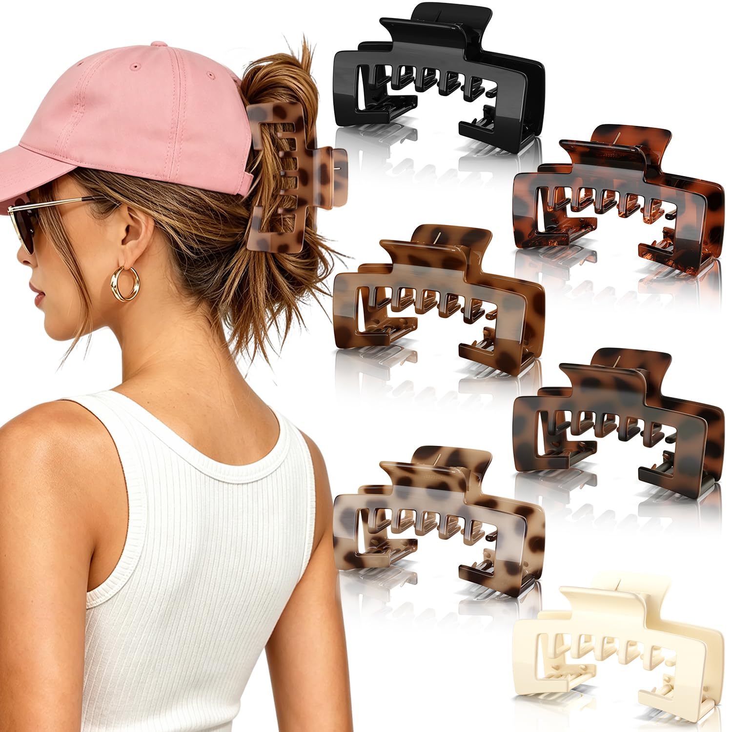 Hat-Friendly Hair Claw Clips for Baseball Caps, Trucker Hat Clips for Women