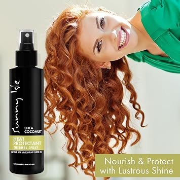 Sunny Isle Shea Coconut Heat Protectant Thermal Spray 6oz | Shea Butter, Coconut Oil & Jamaican Black Castor Oil Infused | Smooths, Adds Shine | Paraben & Sulfate Free, Color Safe