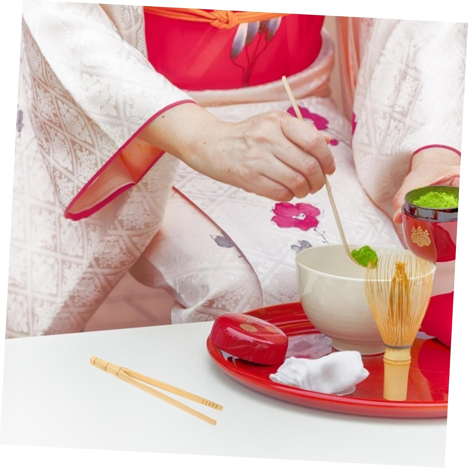 4pcs Bamboo Tea Ceremony Cup Clip Anti Scald Handle