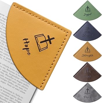 6 Pcs Leather Bookmarks for Bible, Page Corner, Inspirational and Religious Christian Gifts for Men, Women, Kids - Perfect for Reading Rewards, Church Supplies, Giveaways