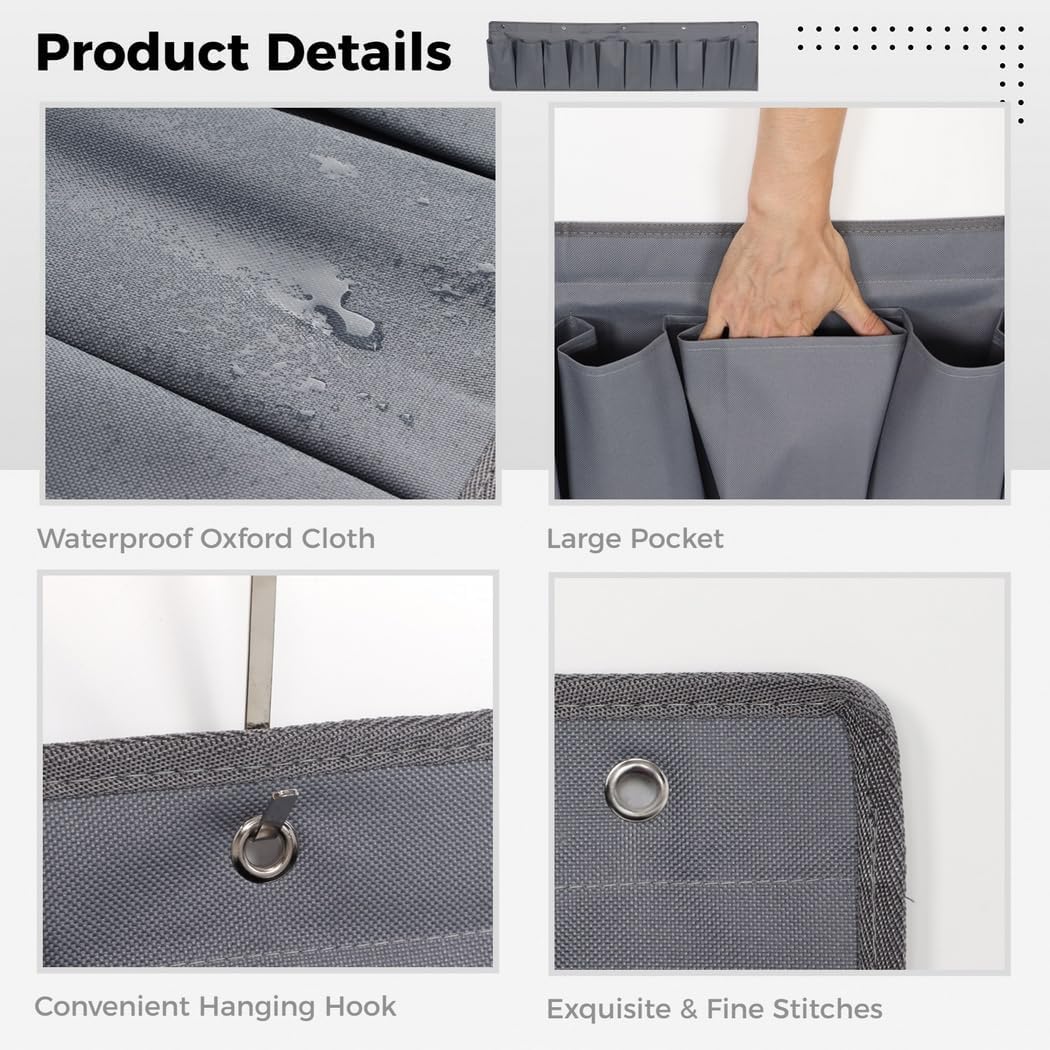 Hanging Shoe Organizer with 10 Pockets, Waterproof Oxford Cloth Storage Bag, Includes 5 Metal Hooks for Shoes, Toys, Tools, and More