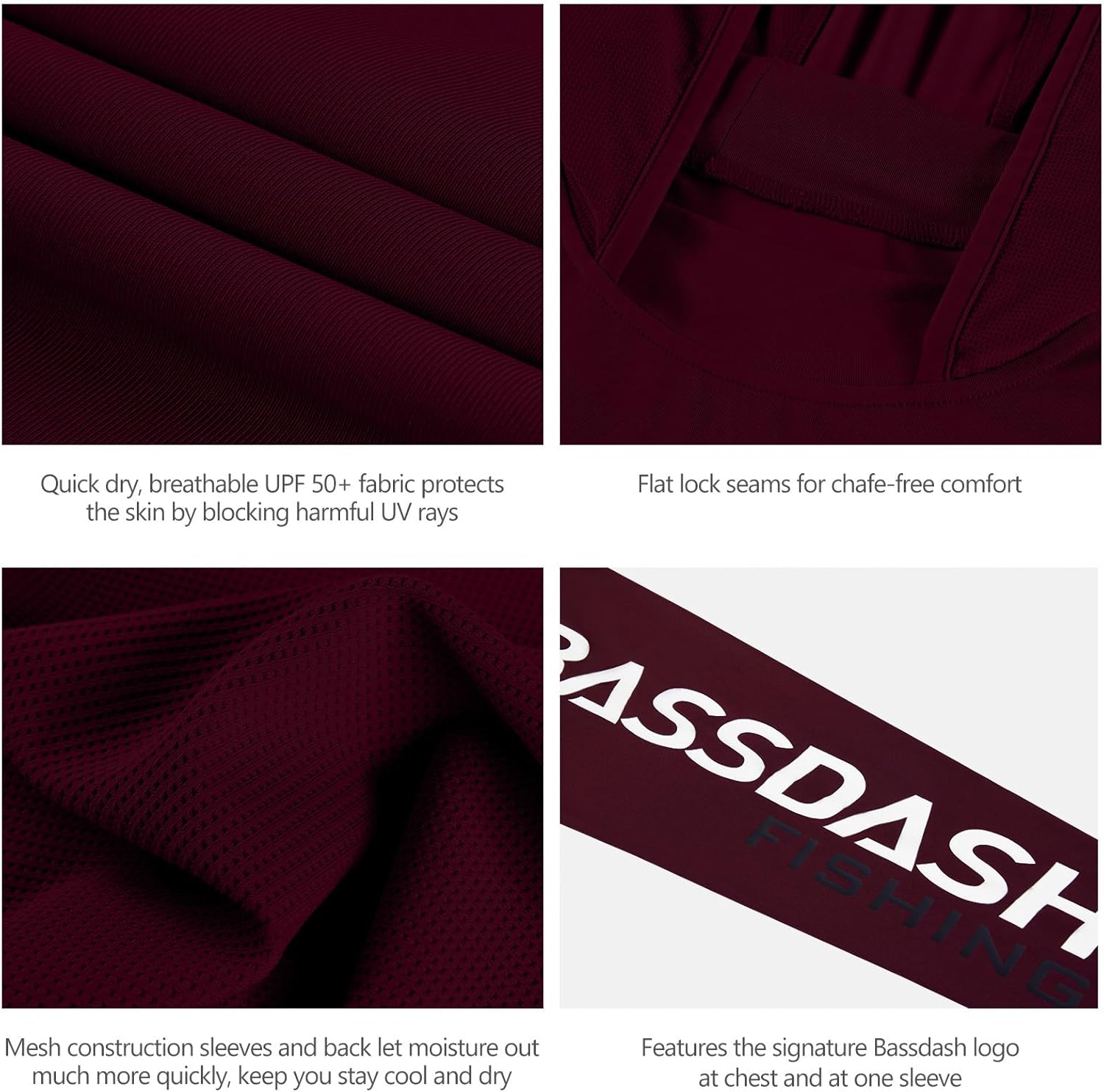 BASSDASH UPF 50+ Men’s UV Sun Protection Long Sleeve Performance Fishing Hoodie Hooded Shirts - Image 4