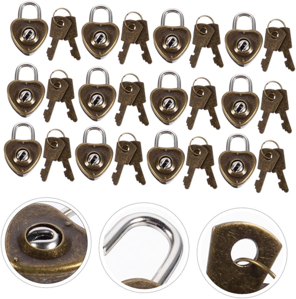 VILLCASE 300pcs Heart Shaped Padlocks with Keys Durable Locks for Luggage Diaries Jewelry Boxes Decorative Resistant for Bridges