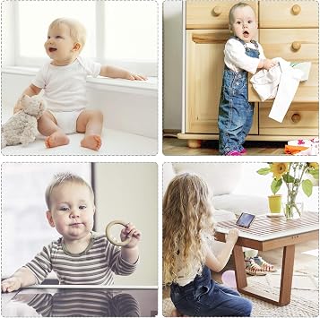 Baby Proofing Edge Corner Protectors, 20.5FT Furniture Table Bumper Guards | Soft thick rubber foam bumper, 18.1ft edge strips + 8 corner guards, 3M pre-taped for table, cabinet & wall sharp corners