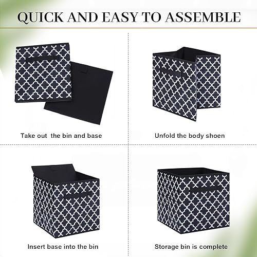 Miniatura 3 de Hillban 12 cubos de almacenamiento plegables de 11 pulgadas, cubos de tela a granel, con asas dobles, cubos organizadores para armario, juguetes