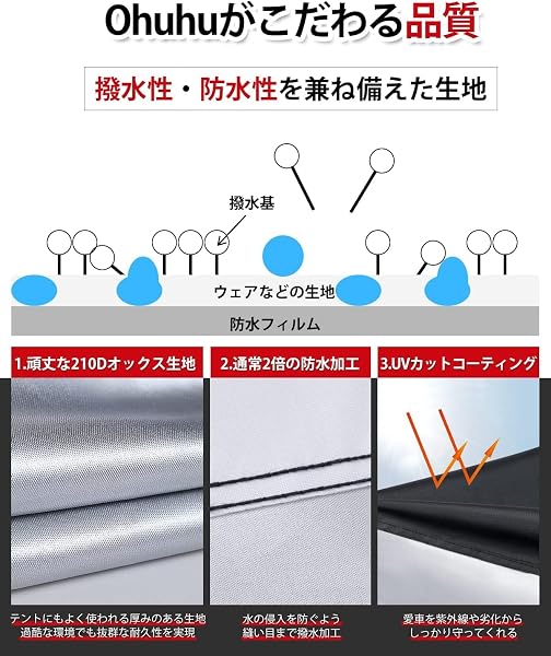 Ohuhu 自転車カバー 防水 厚手 破れにくい 210D 雨避け UV加工 防風 盗難防止 29インチまで対応 210T 190T 通常サイズ 収納便利 - 4