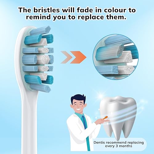 Miniatura 5 de Cabezales de cepillo de dientes de repuesto para cepillos de dientes Philips Sonicare con clic paquete de 10 cabezales de cepillo eléctrico de