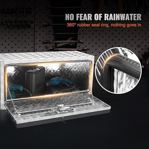 Miniatura 5 de VEVOR Underbody - Caja de almacenamiento para camioneta de 36 x 14 x 16 pulgadas, caja de herramientas de aluminio resistente con cerradura y