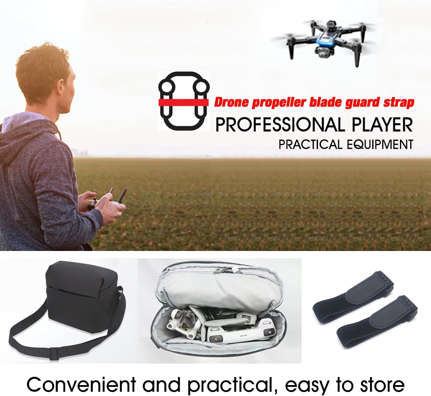 Universal Drone Propeller Holder Strap Accessories，Elastic Propeller Guard for Mini 2, 3, 4 Pro/Mavic 2 Pro, Air 2s, Air 3, 3 pro,FIMI X8SE/FIMI X8 Mini,Black 2-Pack（11.81inch)