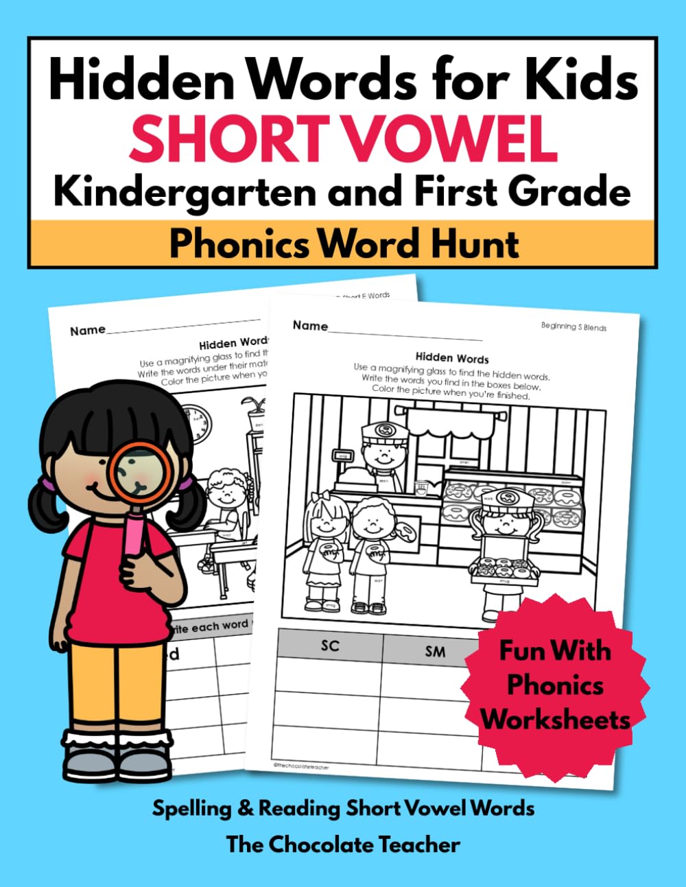 Phonics Word Hunt Short Vowel Hidden Words for Kids - Kindergarten and First Grade - Spelling & Reading Short Vowel...