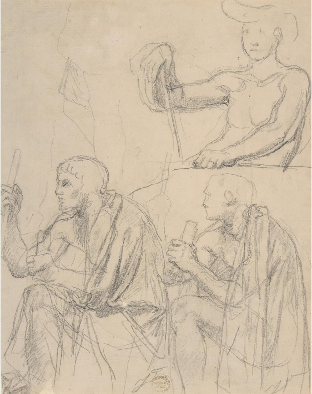 ArtDirect Study of Figures Unframed Art Print Giclee Poster by Jean Auguste Dominique Ingres - Ready for Framing with Customization Sizes 8x10, 11x14, 16x20, 24x30, 36x46 and 47x60 inches