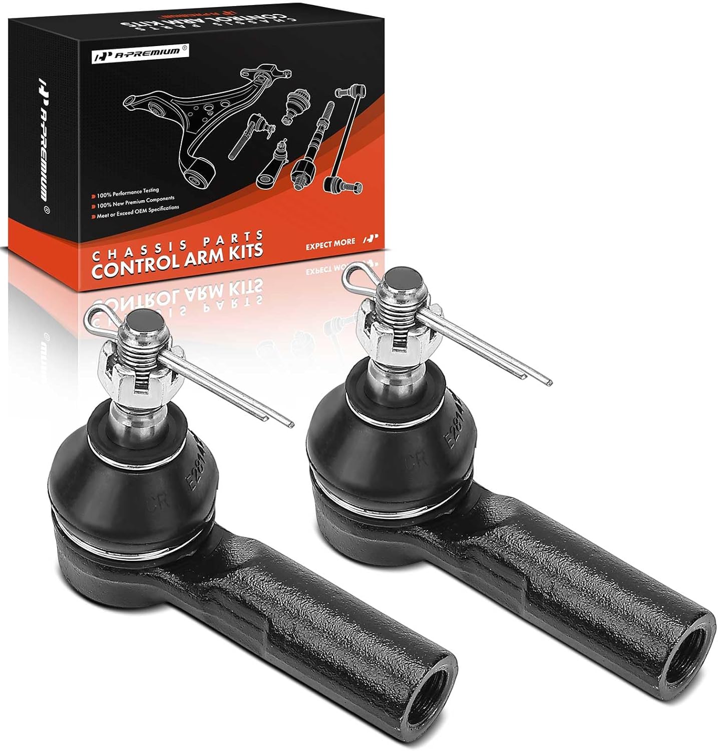 A-Premium 2 x Front Outer Tie Rod Ends, Compatible with Toyota Matrix & Pontiac Vibe, 2003-2008