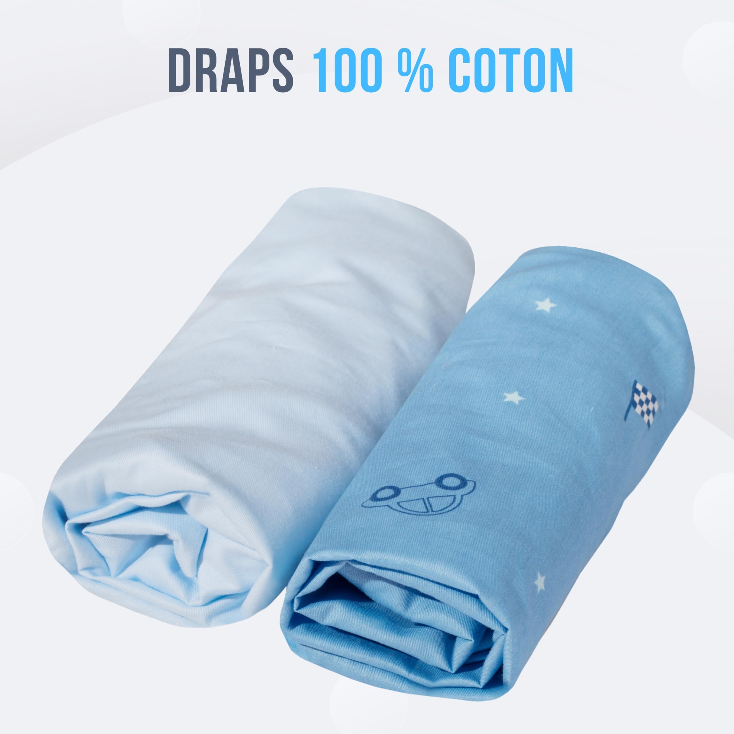 Goysila Drap Housse Cododo Bébé Lot De 2 Pièces 100% Coton Oeko-Tex 1 Alèse Protège Matelas Respirante Compatible Berceau Chicco Next2me Dream Magic Kinderkraft Uno Safety 1st Lullago Matelas 50x83 cm