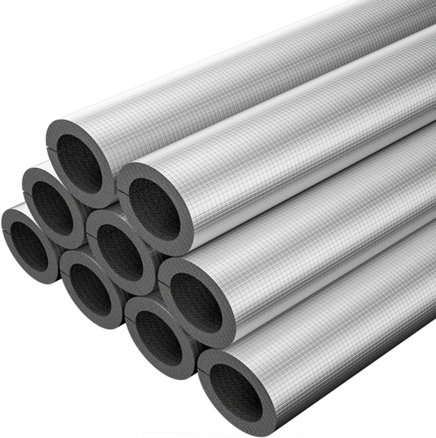 Opening Self-Adhesive Waterproof Flame Retardant Aluminum Foil Protective Pipe Sleeve，20/30mm Thickened Rubber Insulation Tubing Water Pipe Protection Sleeve 95cm Long ( Size : ID27mm(6points)xT10mmxL