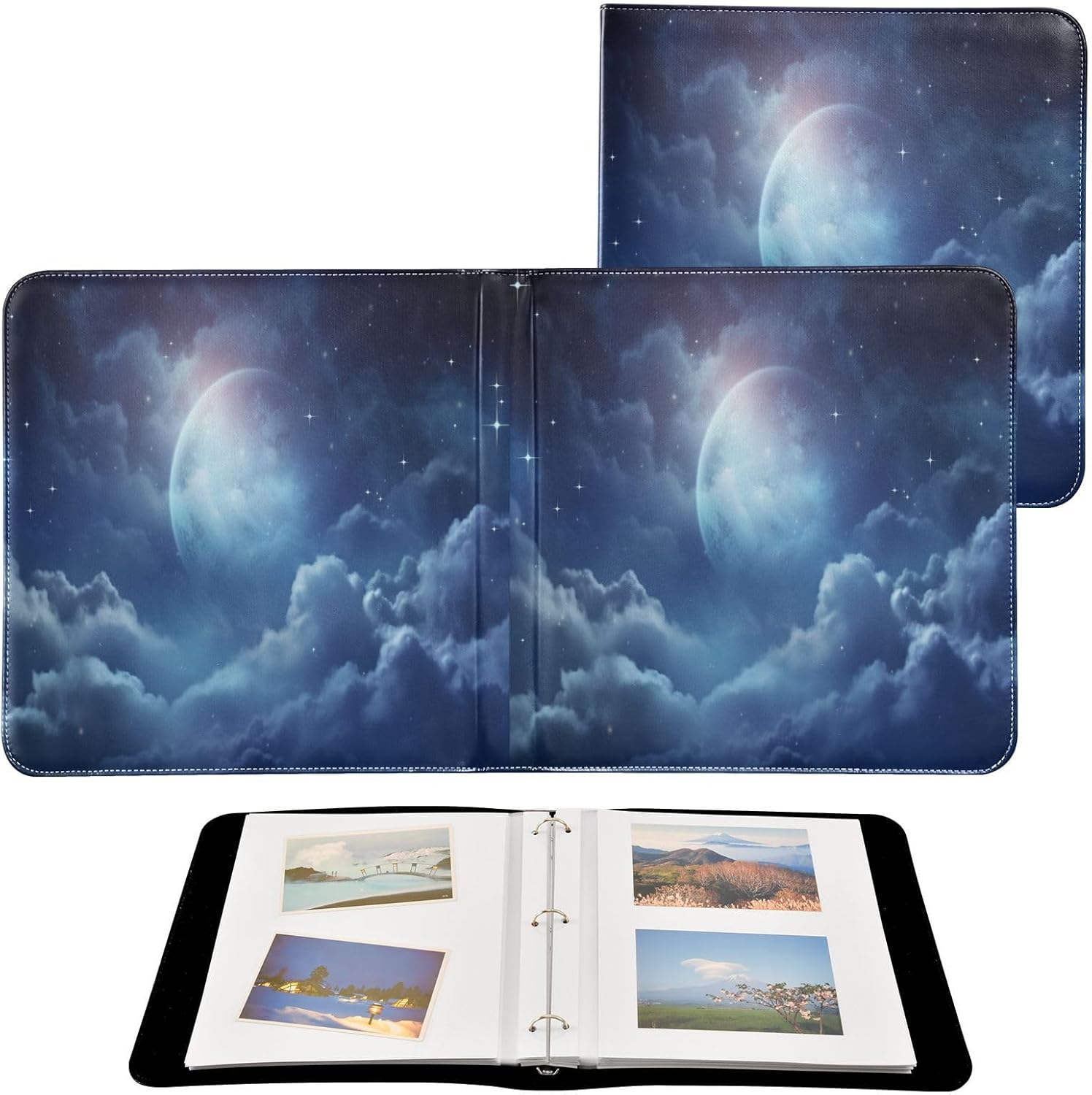 YETTASBIN Photo Albums, Moon Cloud PU Leather Bookshelf