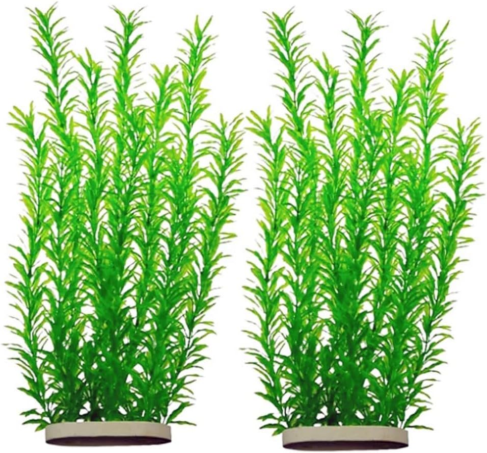 Shibeiparts 2-Pack Aquarium Plant Aquarium Decor Plastic Plants Extra Large 21 Inches Artificial Long Fish Tank Plants Tall Fish Tank Decorations Artificial Green Water Plants (Green)