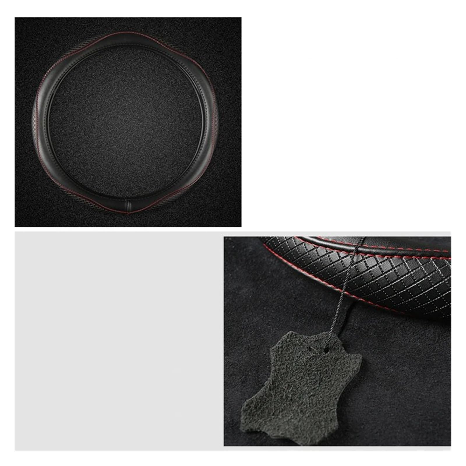 Protector para Volantes para Volvo XC40 para XC60 para XC90 V40 para S90 S80 para S60 S40 Funda Volante Cuero Genuino 38 Cm Y 15 Pulgadas, Antideslizante(Negro)