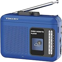 TOMASHI Portable Cassette Player Recorder with AM/FM Radio, Tape to USB Converter, Retro Walkman Blue, Battery/USB Powered