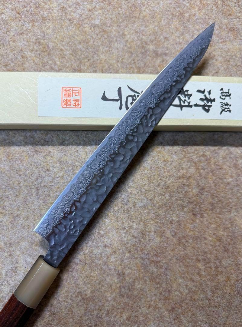 助松　筋引　包丁　AUS10鋼 ダマスカス　紫檀白水牛八角柄 助松 筋引 包丁 AUS10鋼 ダマスカス 紫檀白水牛八角柄 助松 文化 包丁