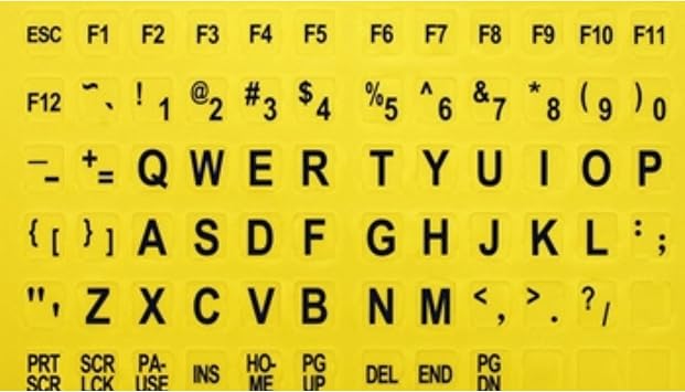 Braille with Large Print Keyboard Stickers Combined - Yellow Keys with Black Large Print Characters/Letters - Perfect for Visually Impaired Individuals for Seniors and People with Vision Impairment