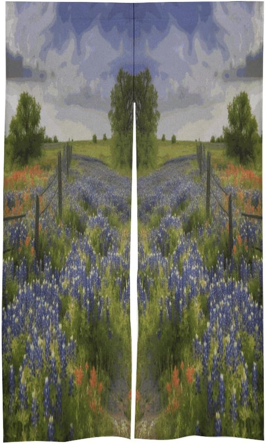 Texas Bluebonnets Scenery Door Curtain Printed Doorway Noren Japanese Style Doorway Room Divider Curtains for Privacy Partition Divider Kitchen Home Decorations Wall Hanging