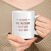 Vista 90 de Regalo feliz para el día de la madre para mamá, técnico de gis de hijo, hija o marido, regalo esposa de 11 onzas, taza de cerámica blanca de 15 onzas