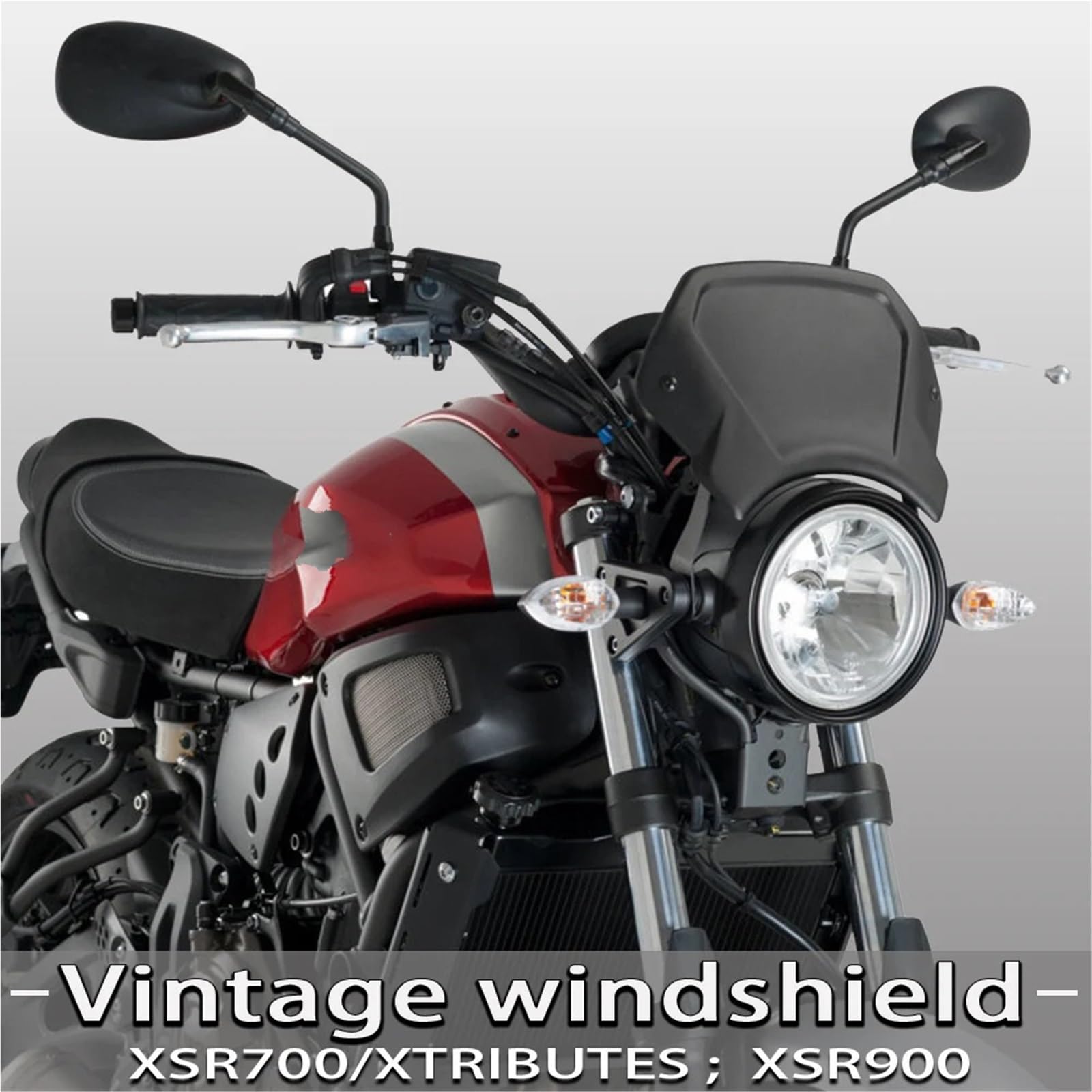Osłona przeciwsłoneczna Przednia płyta motocyklowa Vintage deflektor szyby przedniej do YAMAHA XSR700 2016-2022 XSR 700 XTRIBUTE 19-21 XSR900 16-21(Black XSR700)