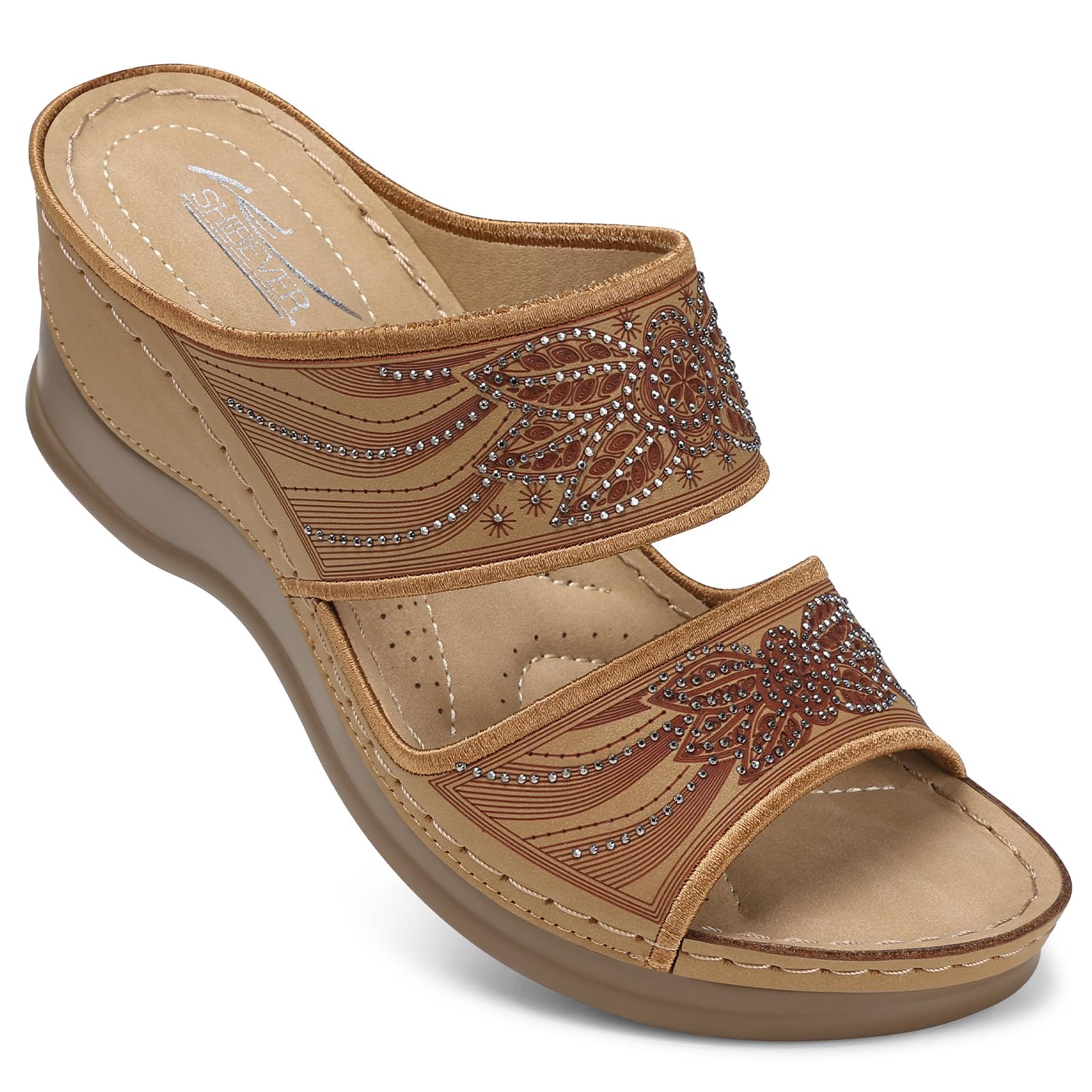 SHIBEVER Wedge Sandals For Women Dressy: Comfortable Summer - Slip On Womens Sandal