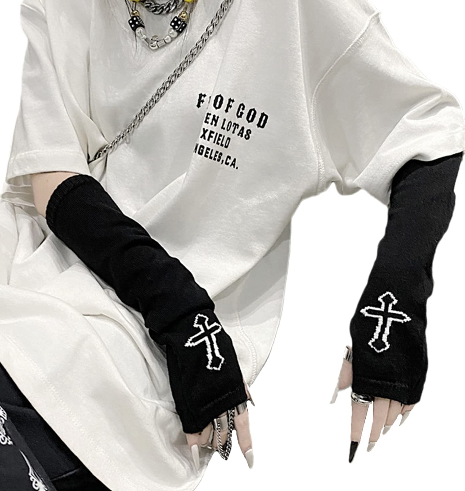 URAWESO Unisex Adult Uraweso Punk Goth Arm Warmers Goth Arm Sleeves (pack of 1)