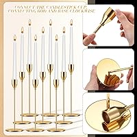 Vista 4 de Inbagi 12 juegos de candelabros a granel con velas cónicas de 0.79 pulgadas de grosor, soportes de velas de metal altos para velas cónicas para San