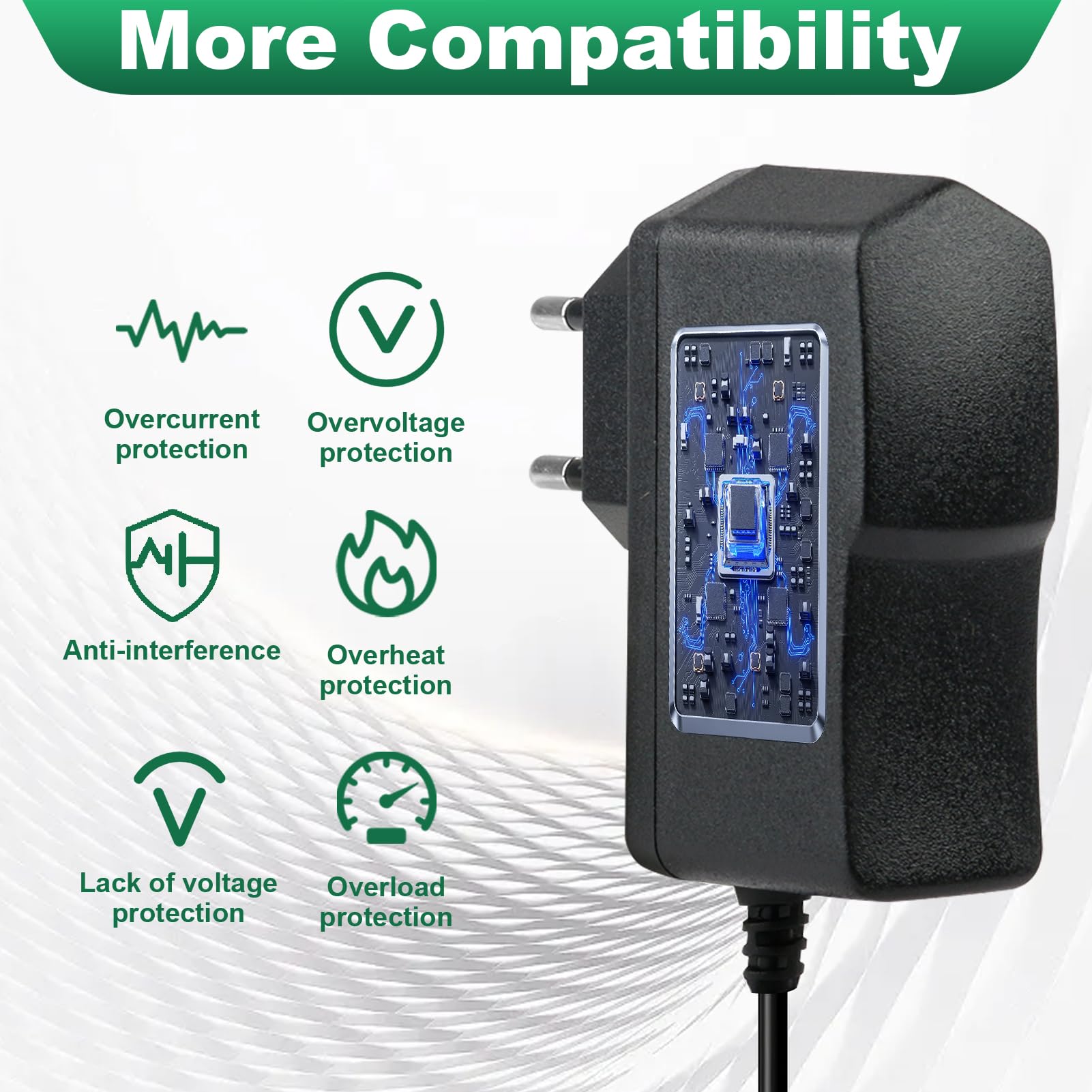 Adaptador 9V 2A Universal, Fuente Alimentacion CA 220V 230V a CC 9V 2000mA 1500mA 1000mA 500mA 5,5 * 2,1mm con 8 Conectores Transformador CA/CC 100-240v 50-60Hz para Tiras LED Cámaras CCTV Router TV — view 6