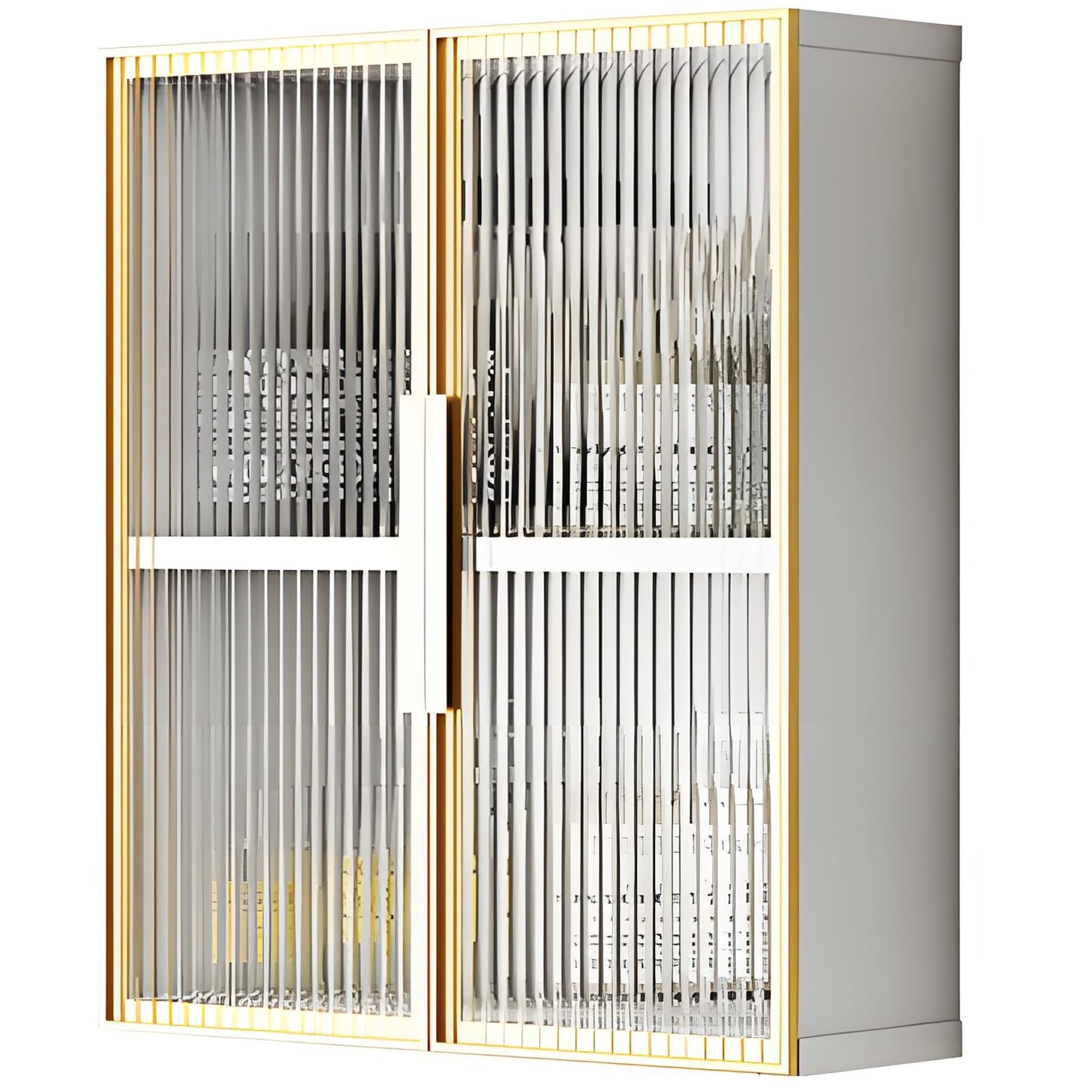 BHGFYXBS Wall Mounted Mirror Cabinet With Shelf Bathroom Sto Unit Slish Grey & Black Hanging Cupboard With Door For Nized Sto,2-Tier-60Cm-White+Gold,2-tier-60cm-White+gold