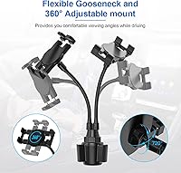 Vista 4 de Dual Car Tablet Mount for Cup Holder, Gooseneck Car Cupholder Tablet Holder with Strong Long Arm 10" for 4-12.9" Devices, iPad Pro Air Mini, Galaxy