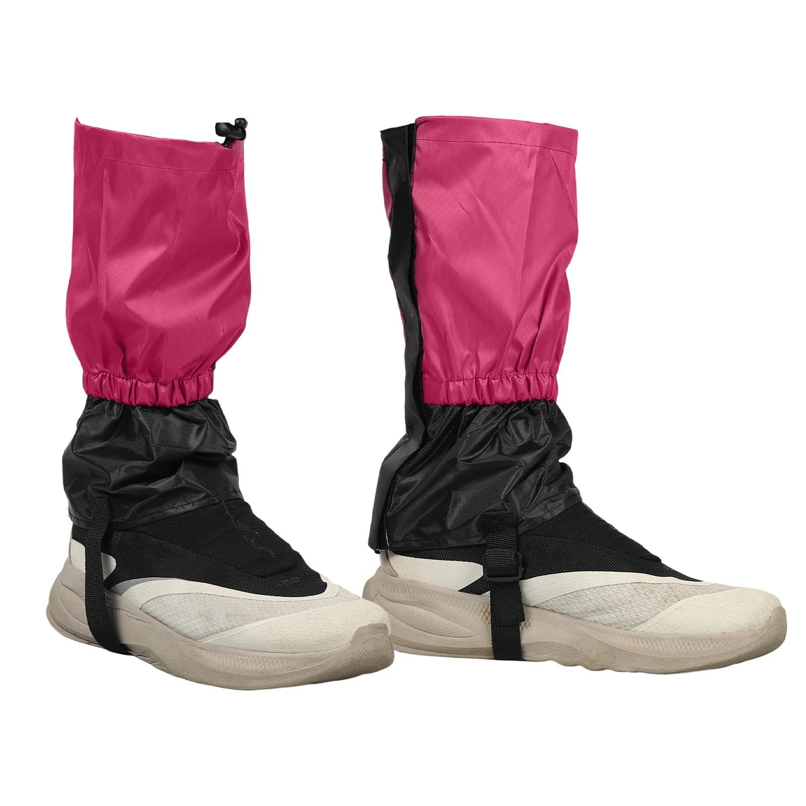 YELARXI Leg Gaiters, Snow Gaiters for Hiking Waterproof Adjustable Lightweight Snow Boot Guards with Foot Strap -Fitting for (Snowshoeing/Hiking/Hunting/Climbing), 12" & Rose Red