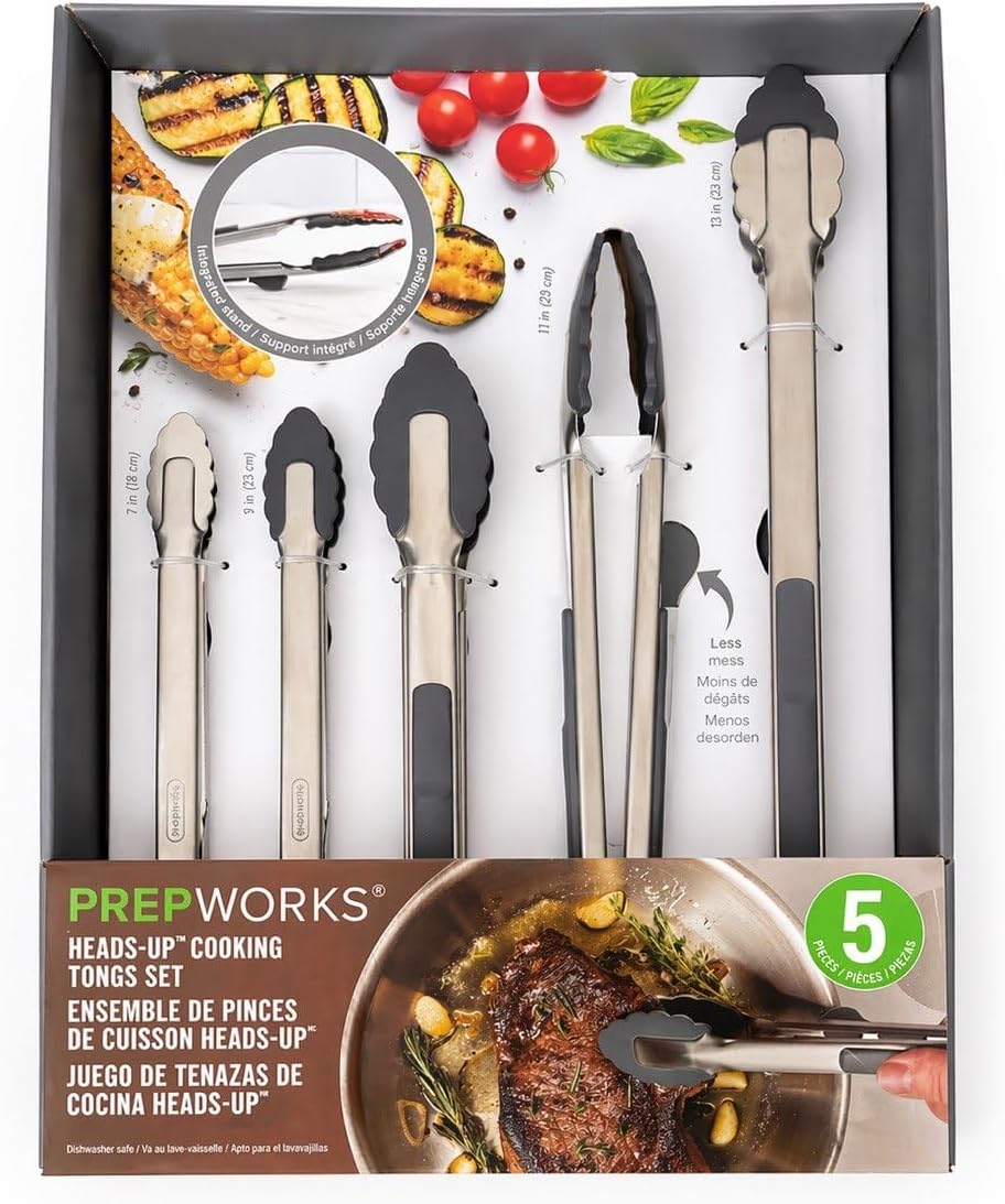 Premium 5-Piece Stainless Steel Kitchen Tongs Set