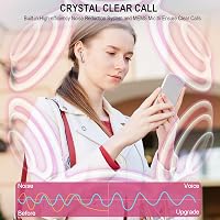 Căști wireless in-ear Nerunsa Bluetooth 5.4, HiFi stereo, cu microfon pentru anularea zgomotului ENC, rezistență la apă IP7, USB-C, 50 de ore autonomie 4