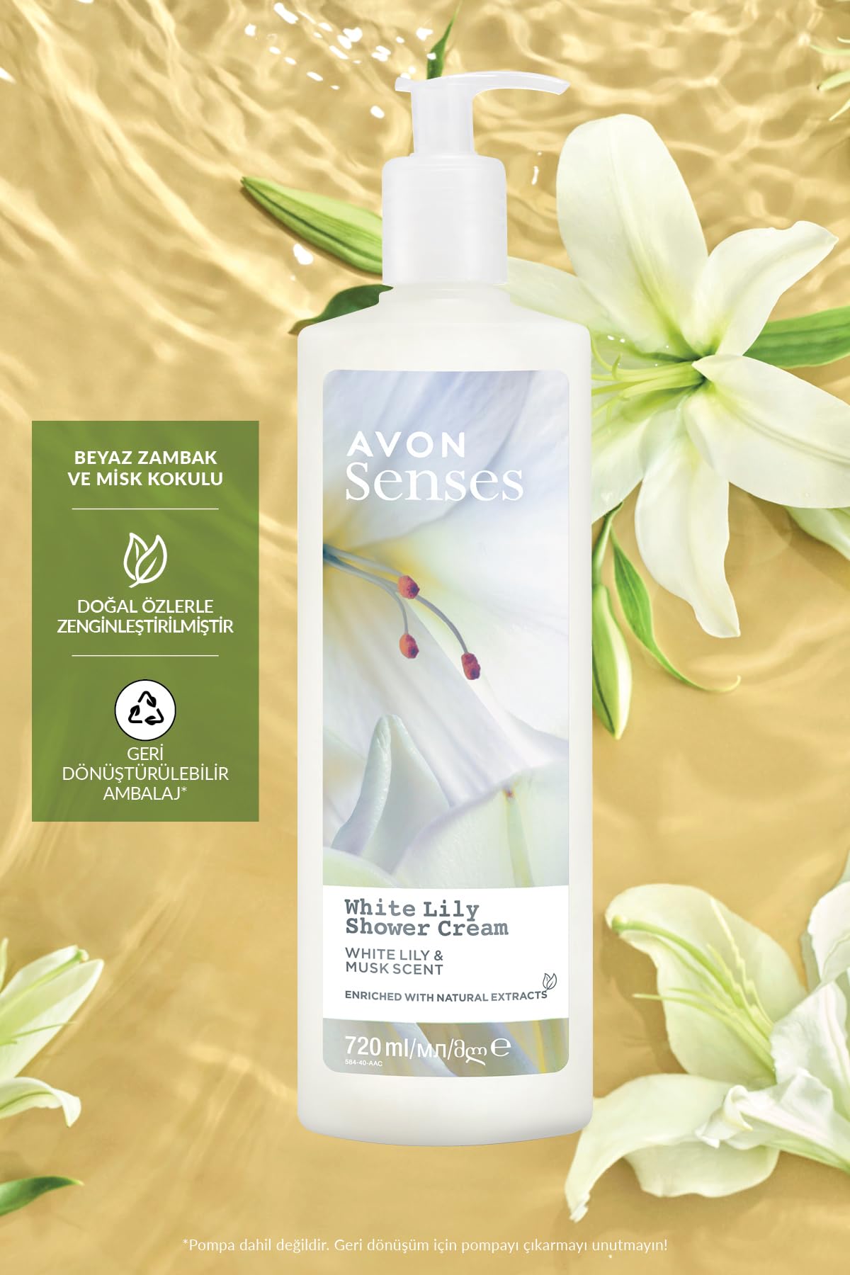 Avon Senses White Lily Beyaz Zambak Kokulu Duş Jeli 720 Ml. Üçlü Set