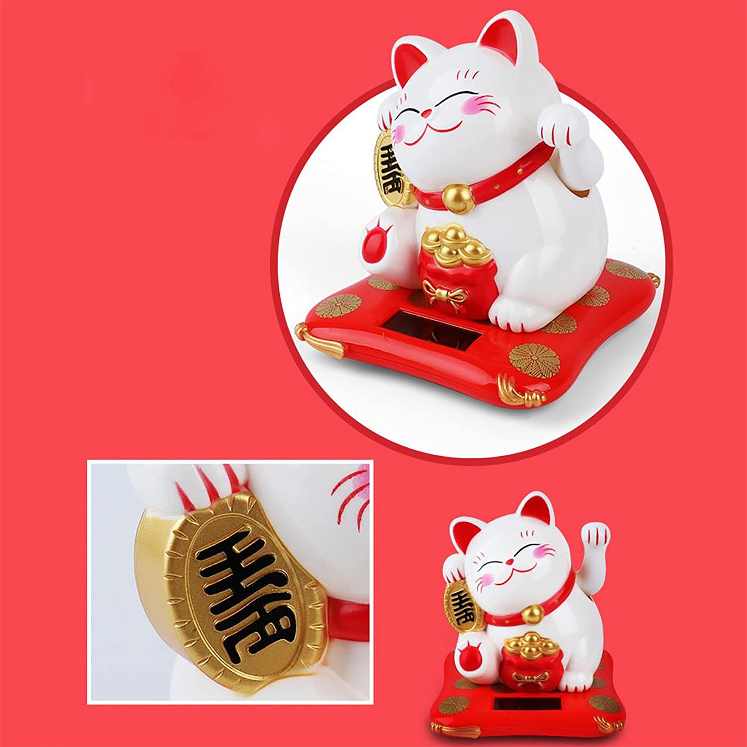 Lucky Cat Solar Maneki Neko - Bring Wealth & Good Fortune -4 Lucky Cat Solar Maneki Neko - Bring Wealth & Good Fortune -4
